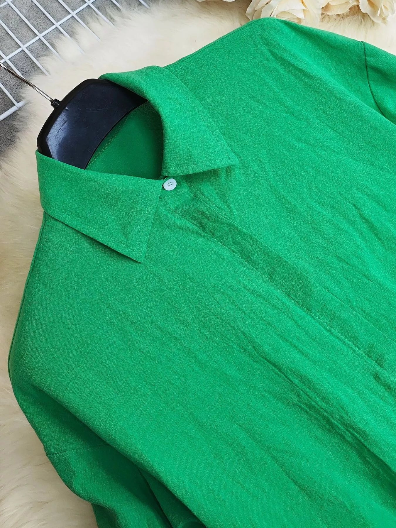 Button Front Long Sleeve Shirt Dress - MAD RUFFI