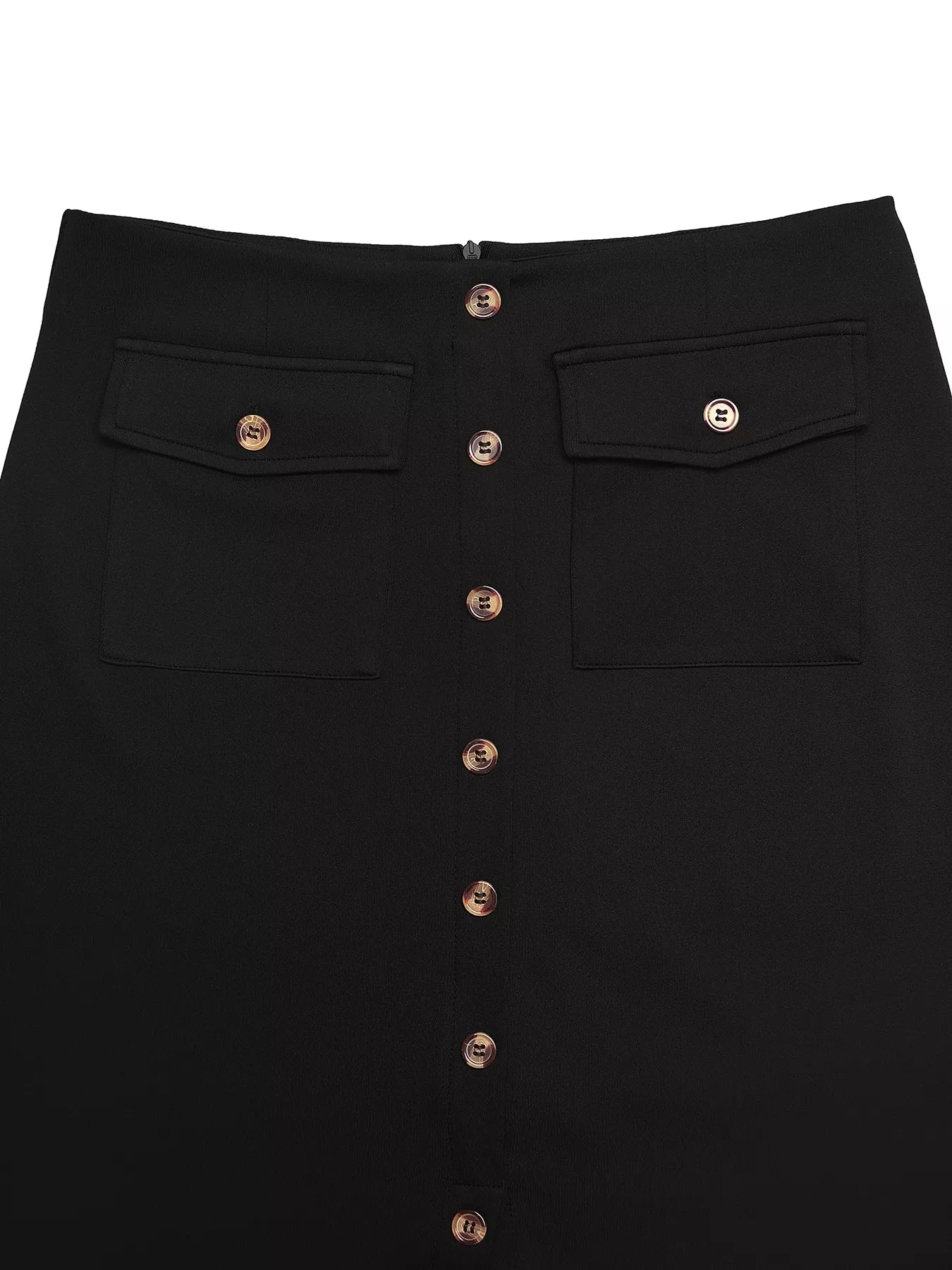 Button - Front Midi Skirt with Pockets - MAD RUFFI