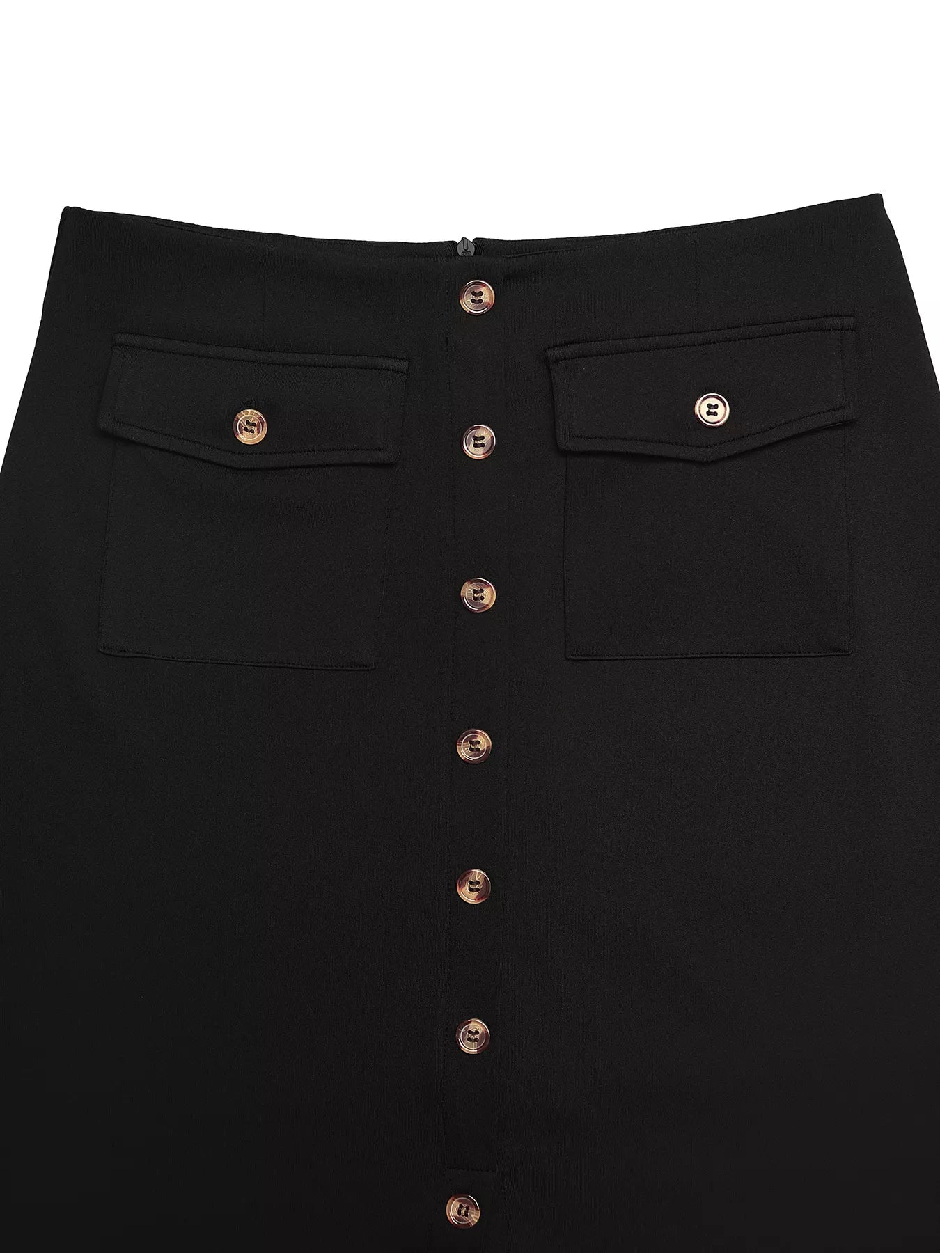Button - Front Pocketed Midi Skirt - MAD RUFFI