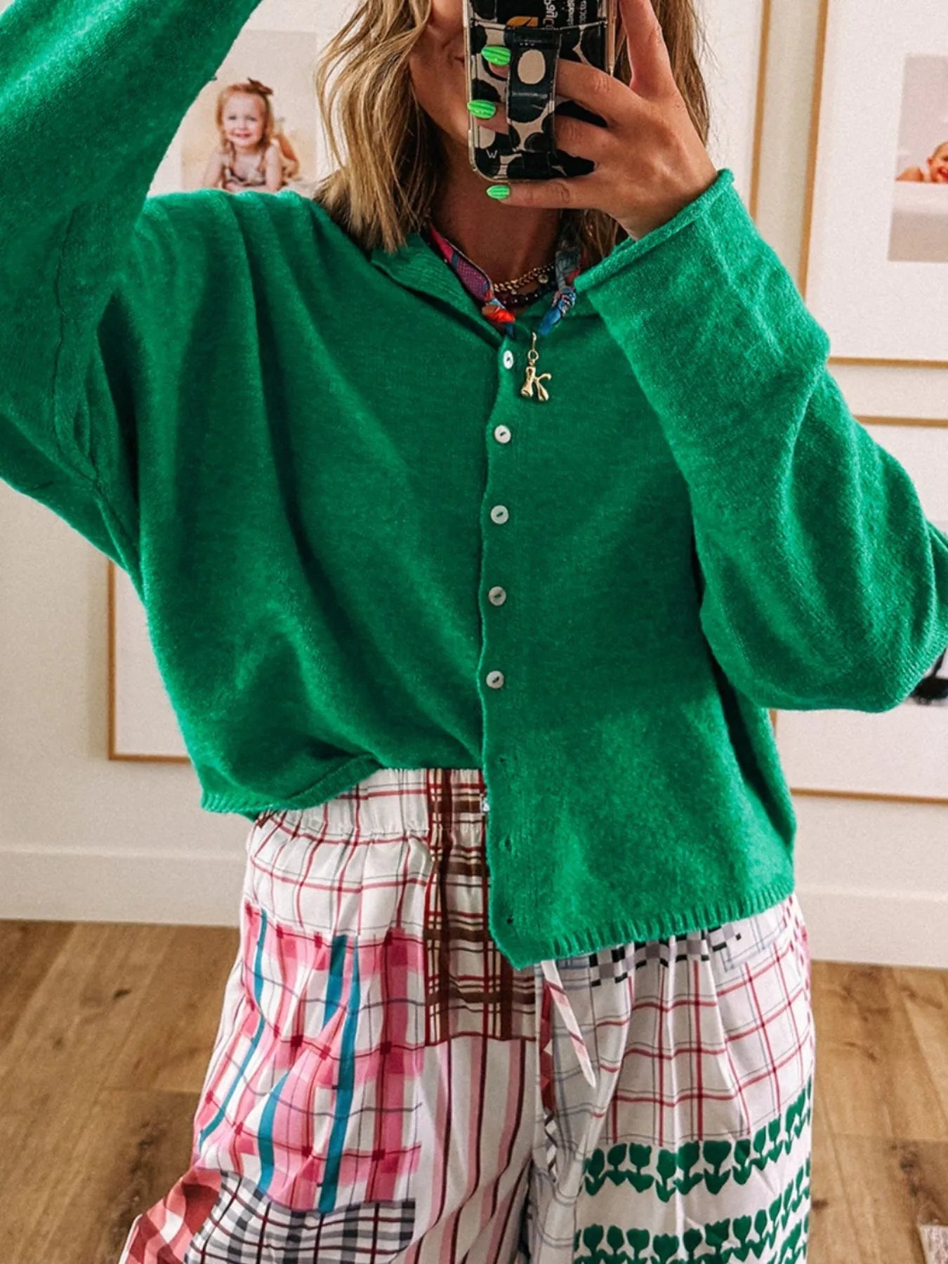 Button - Up Long Sleeve Knit Cardigan - MAD RUFFI