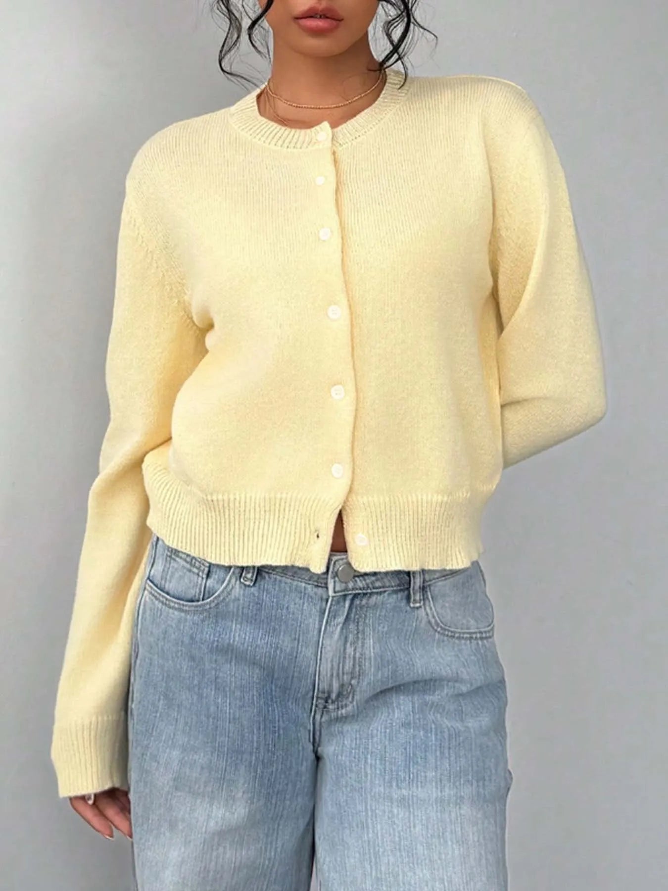 Button - Up Long Sleeve Knit Cardigan - MAD RUFFI