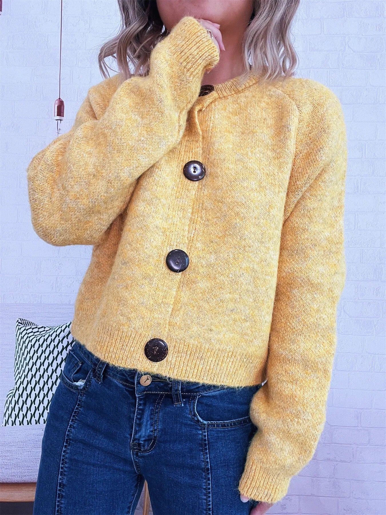 Button - Up Raglan Sleeve Cardigan - MAD RUFFI