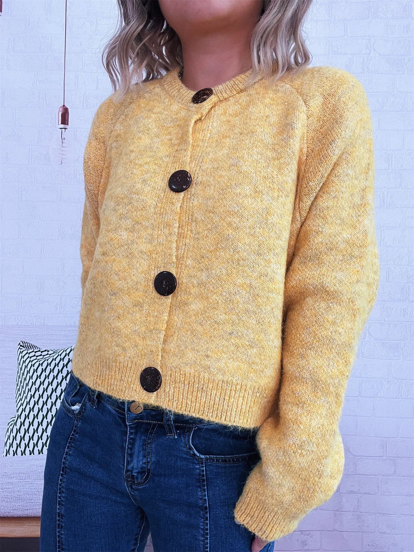 Button - Up Raglan Sleeve Cardigan - MAD RUFFI