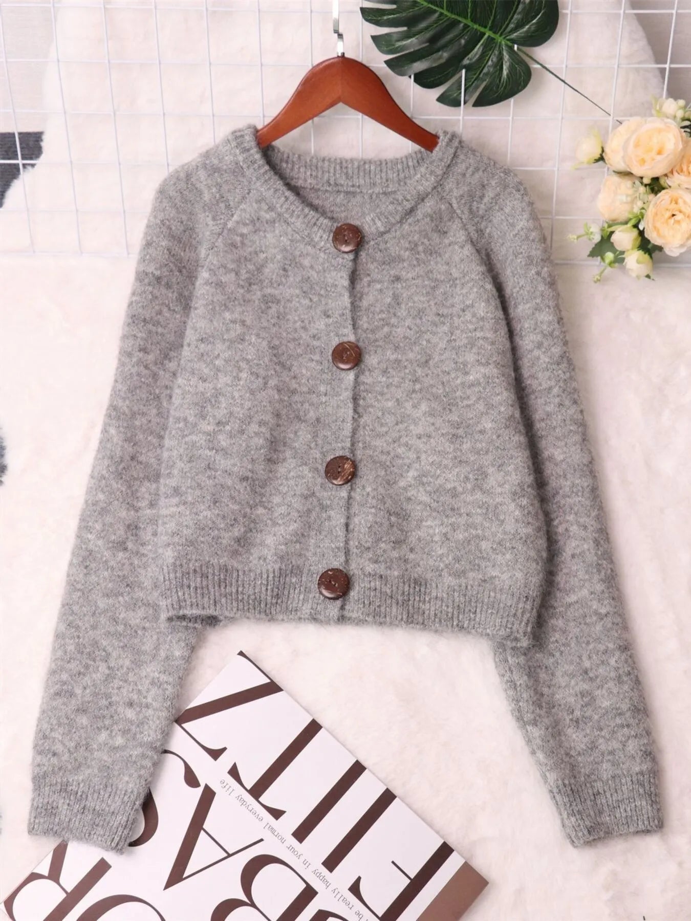 Button - Up Raglan Sleeve Cardigan - MAD RUFFI