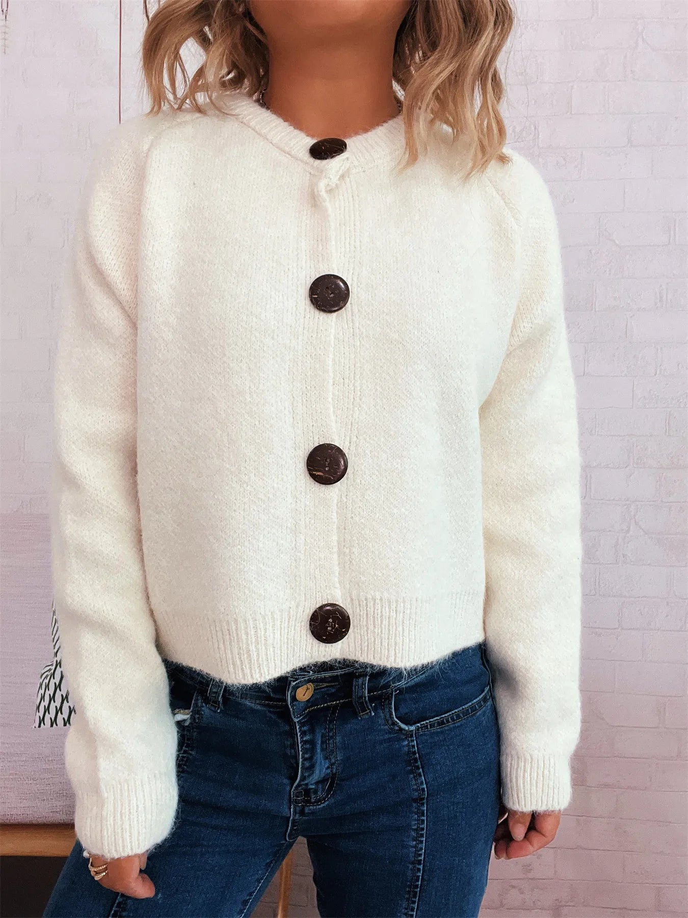 Button - Up Raglan Sleeve Cardigan - MAD RUFFI