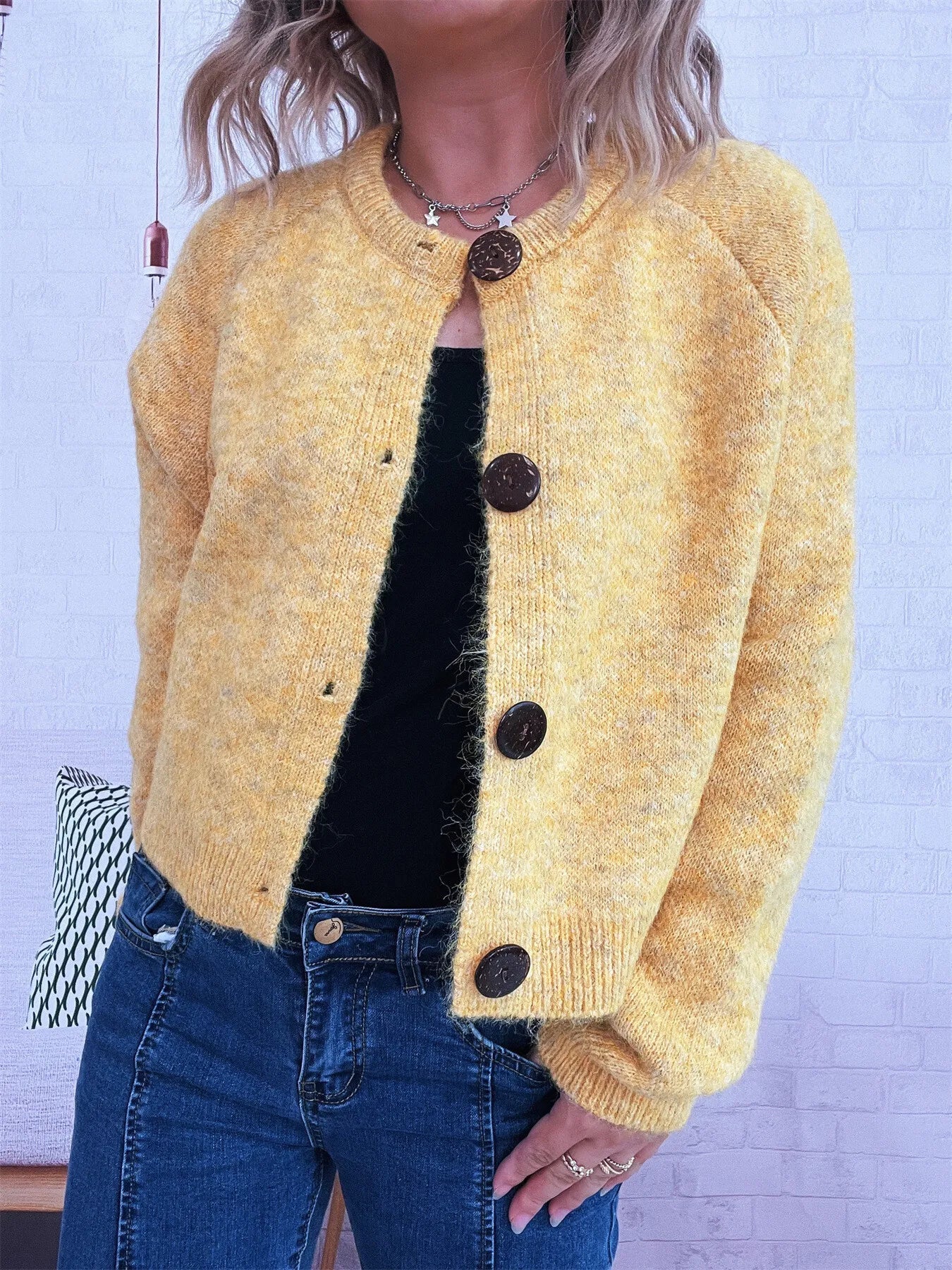 Button - Up Raglan Sleeve Cardigan - MAD RUFFI