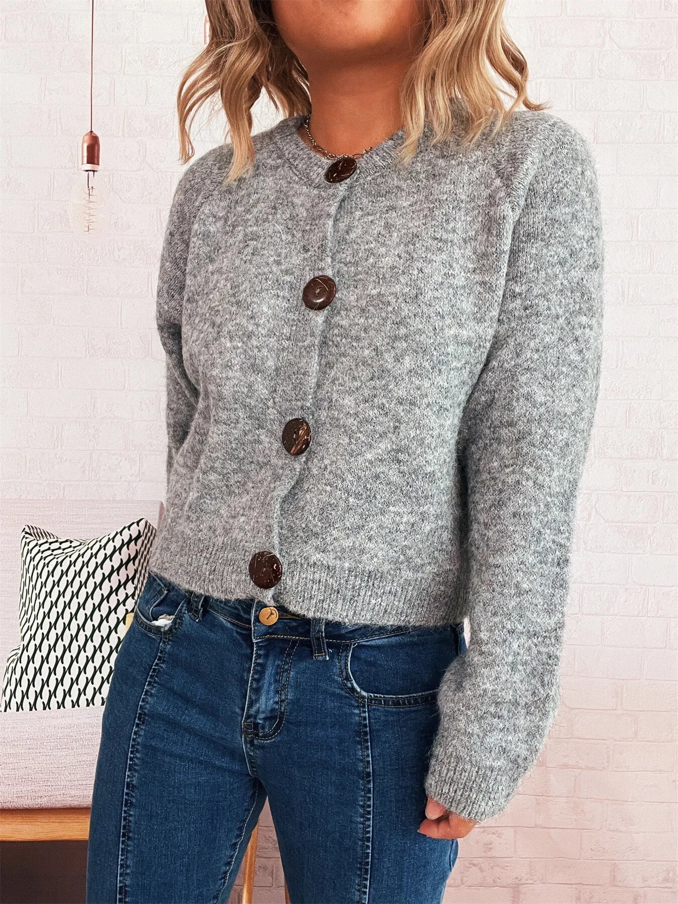 Button - Up Raglan Sleeve Cardigan - MAD RUFFI