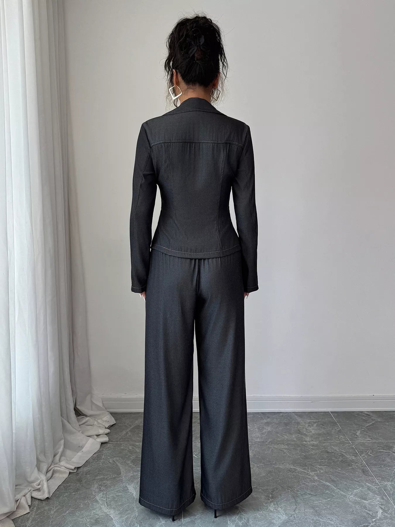 Button - Up Shirt & Wide Leg Pants Set - MAD RUFFI