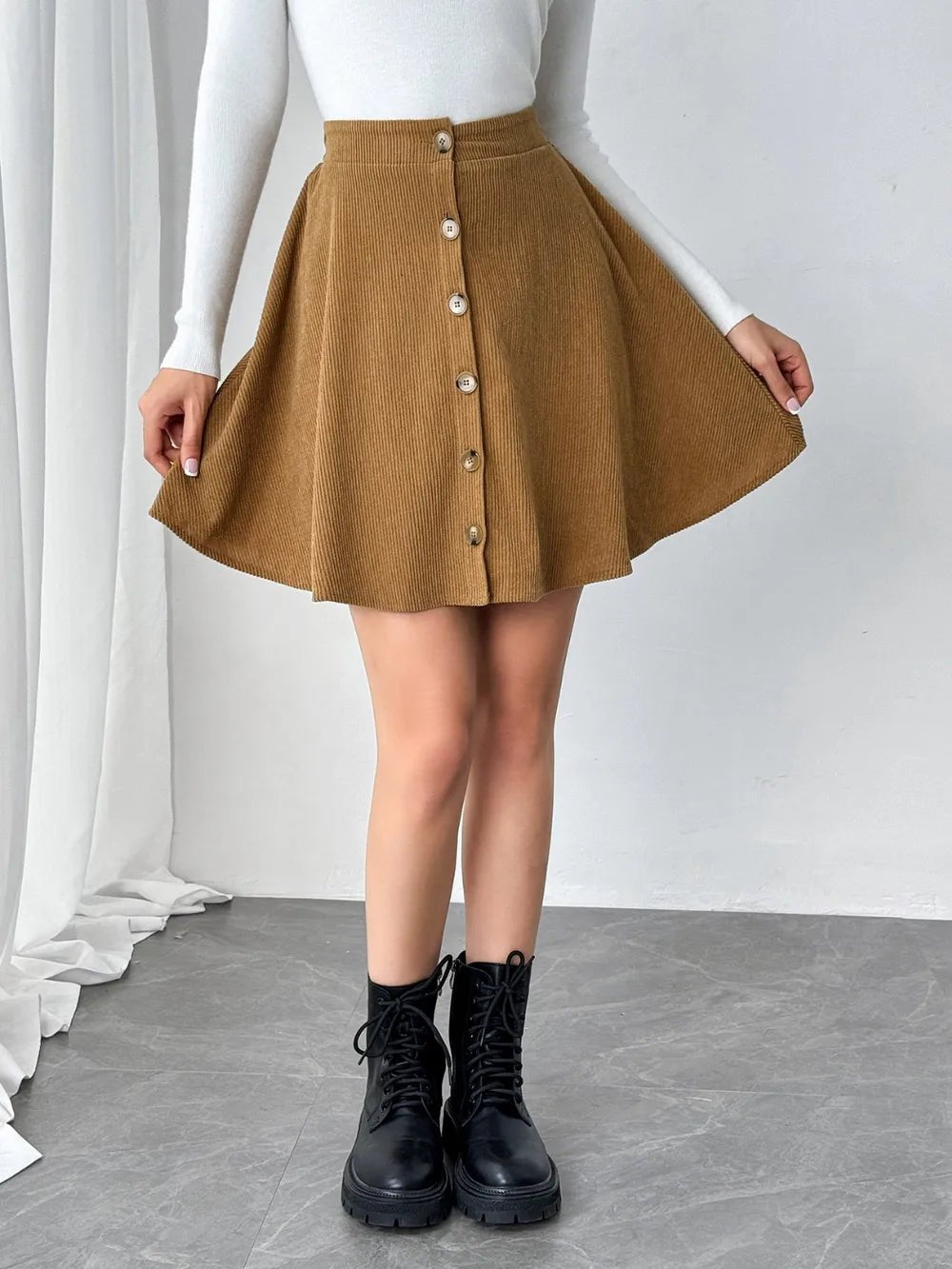 Buttoned Mini Skirt - MAD RUFFI