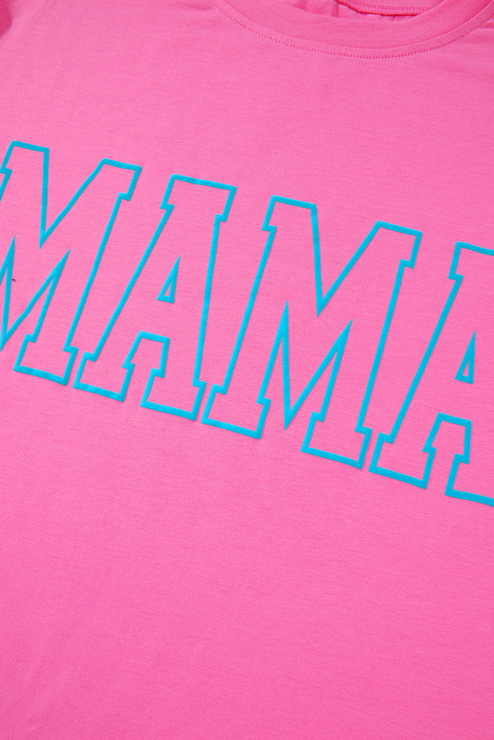 Fuchsia MAMA Letter Print Casual Tee