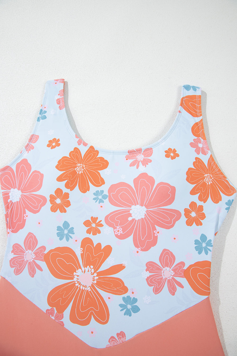 Vibrant Orange Floral Backless One-Piece Swimsuit