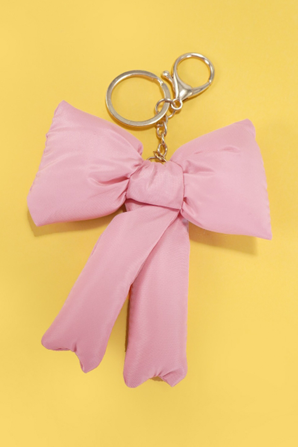 Pink Puff Bow Bag Charm Cute Keychain for Bags and Keys