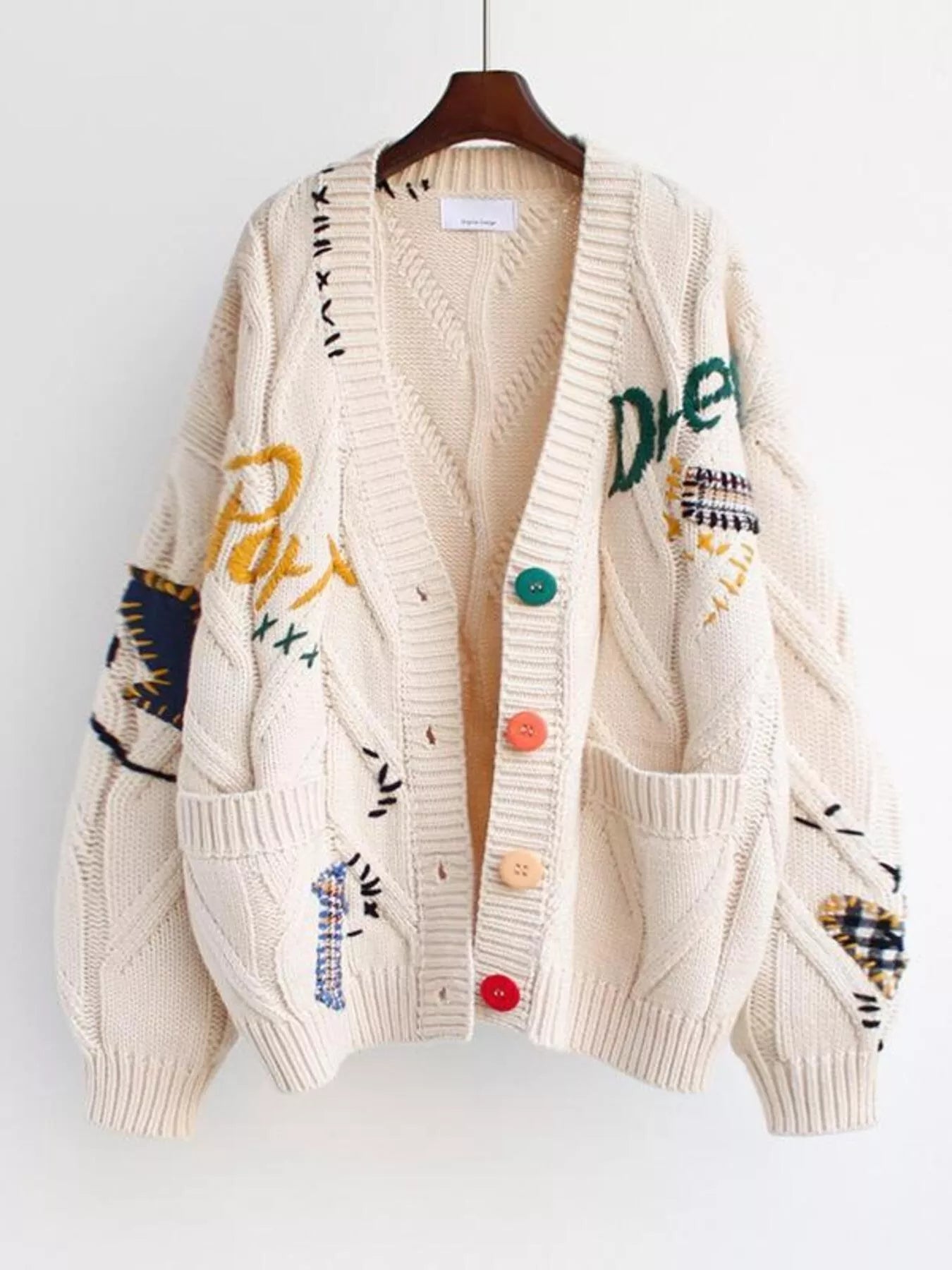 Cable Knit Button Up Cardigan - MAD RUFFI