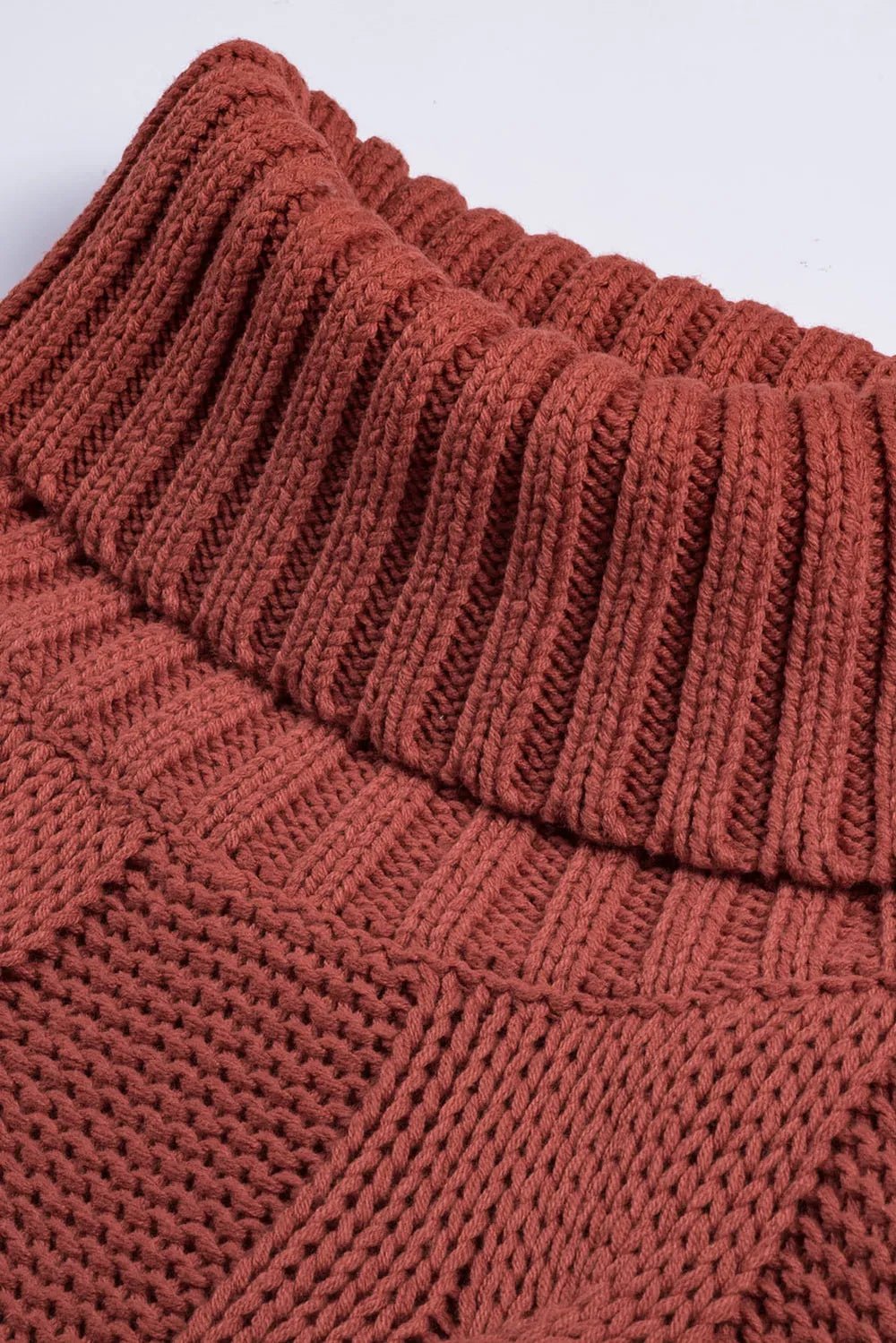 Cable - Knit Turtleneck Dropped Shoulder Sweater - MAD RUFFI