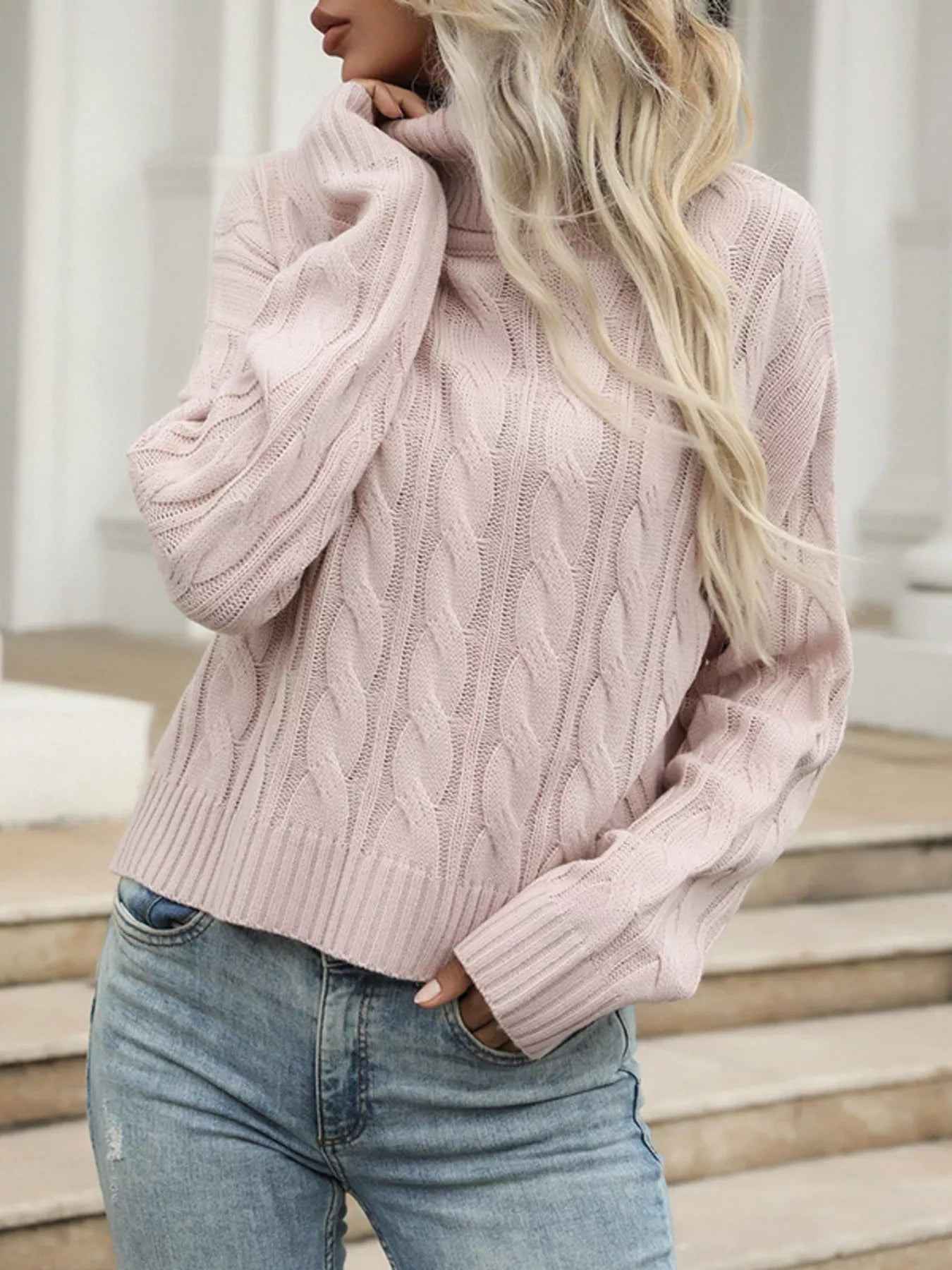 Cable Knit Turtleneck Sweater - MAD RUFFI