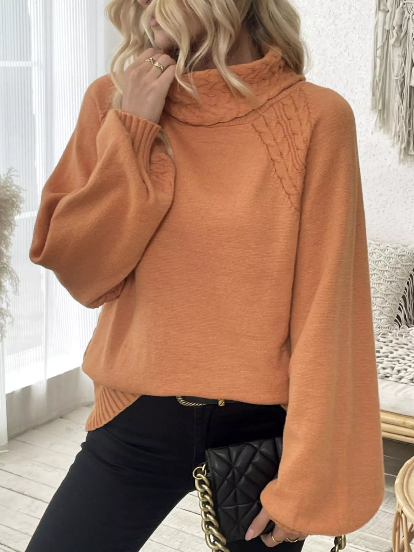 Cable Knit Turtleneck Sweater - MAD RUFFI