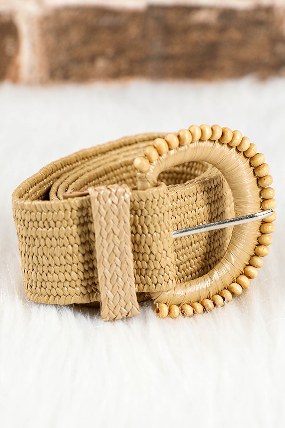 Camel Braided Leather Decor Belt - MAD RUFFI