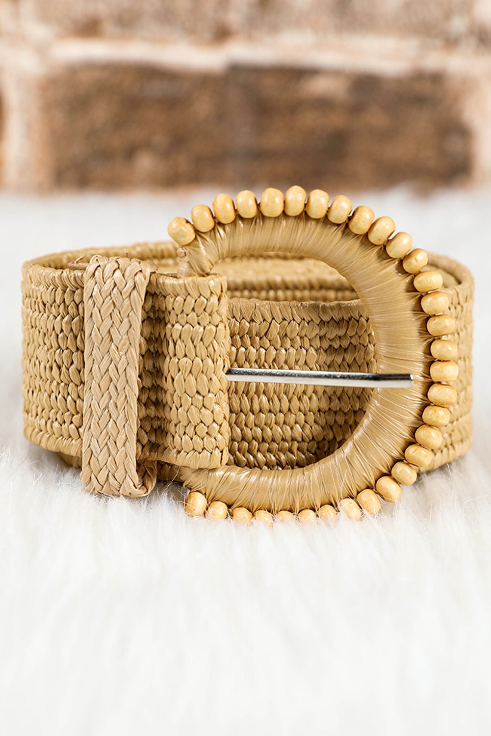 Camel Braided Leather Decor Belt - MAD RUFFI