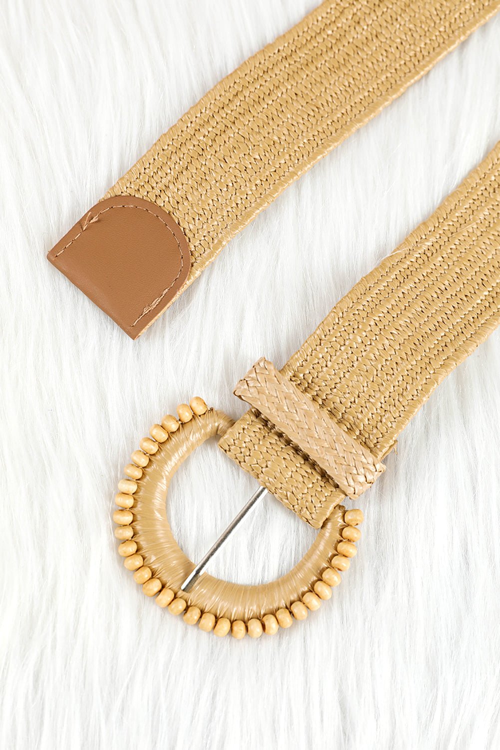 Camel Braided Leather Decor Belt - MAD RUFFI