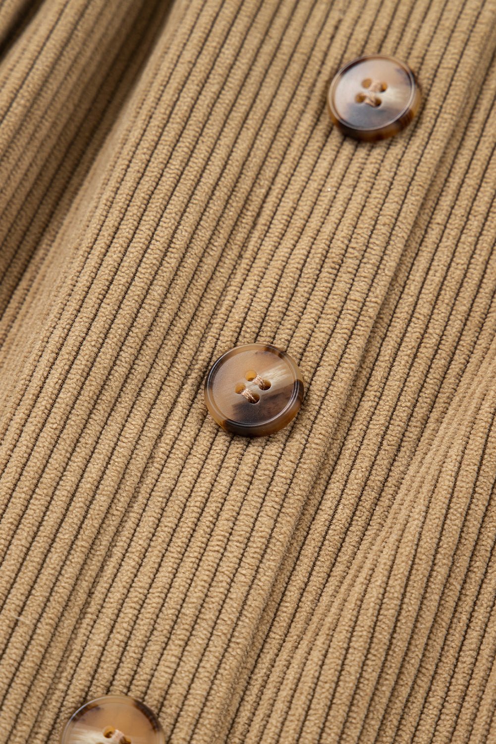 Camel Corduroy Buttoned Front Faux Pockets Mini Skirt - MAD RUFFI