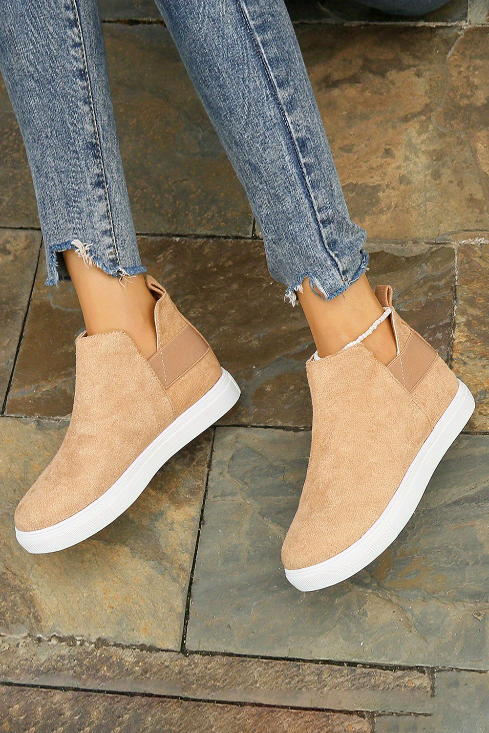 Camel High Top Slip-on Casual Sneakers - MAD RUFFI