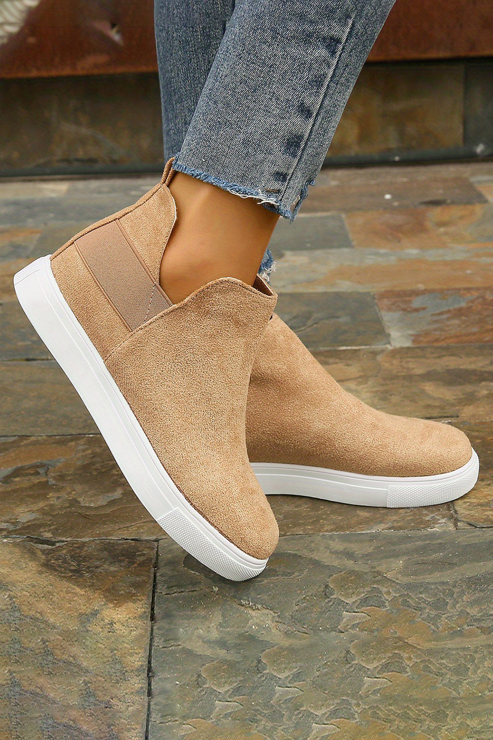 Camel High Top Slip-on Casual Sneakers - MAD RUFFI