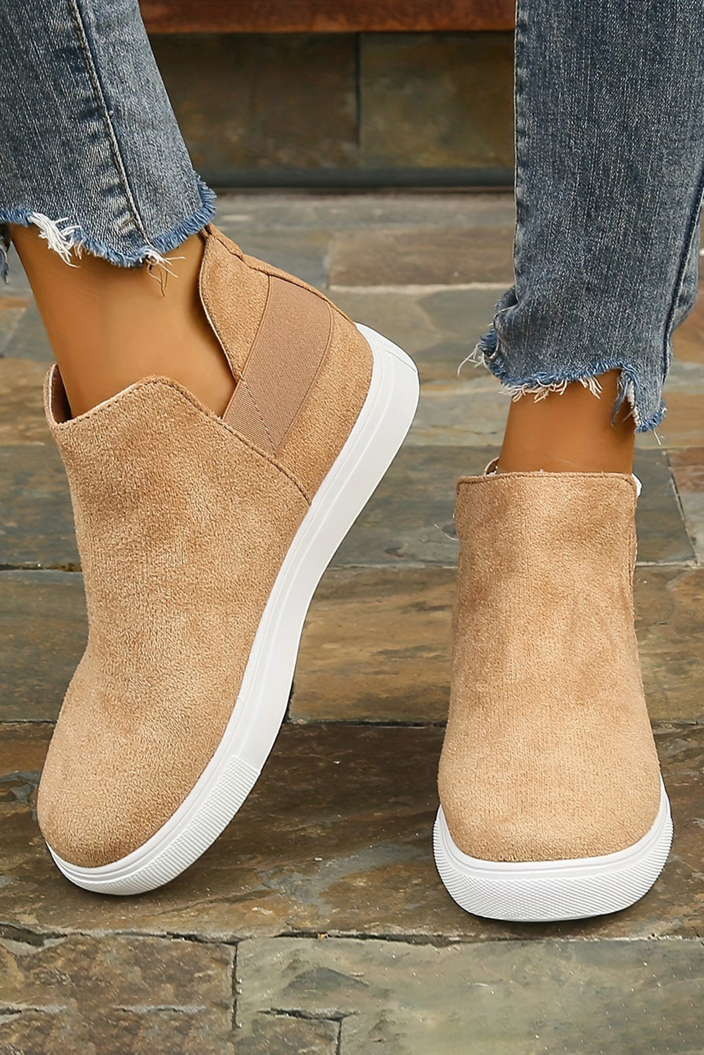 Camel High Top Slip-on Casual Sneakers - MAD RUFFI