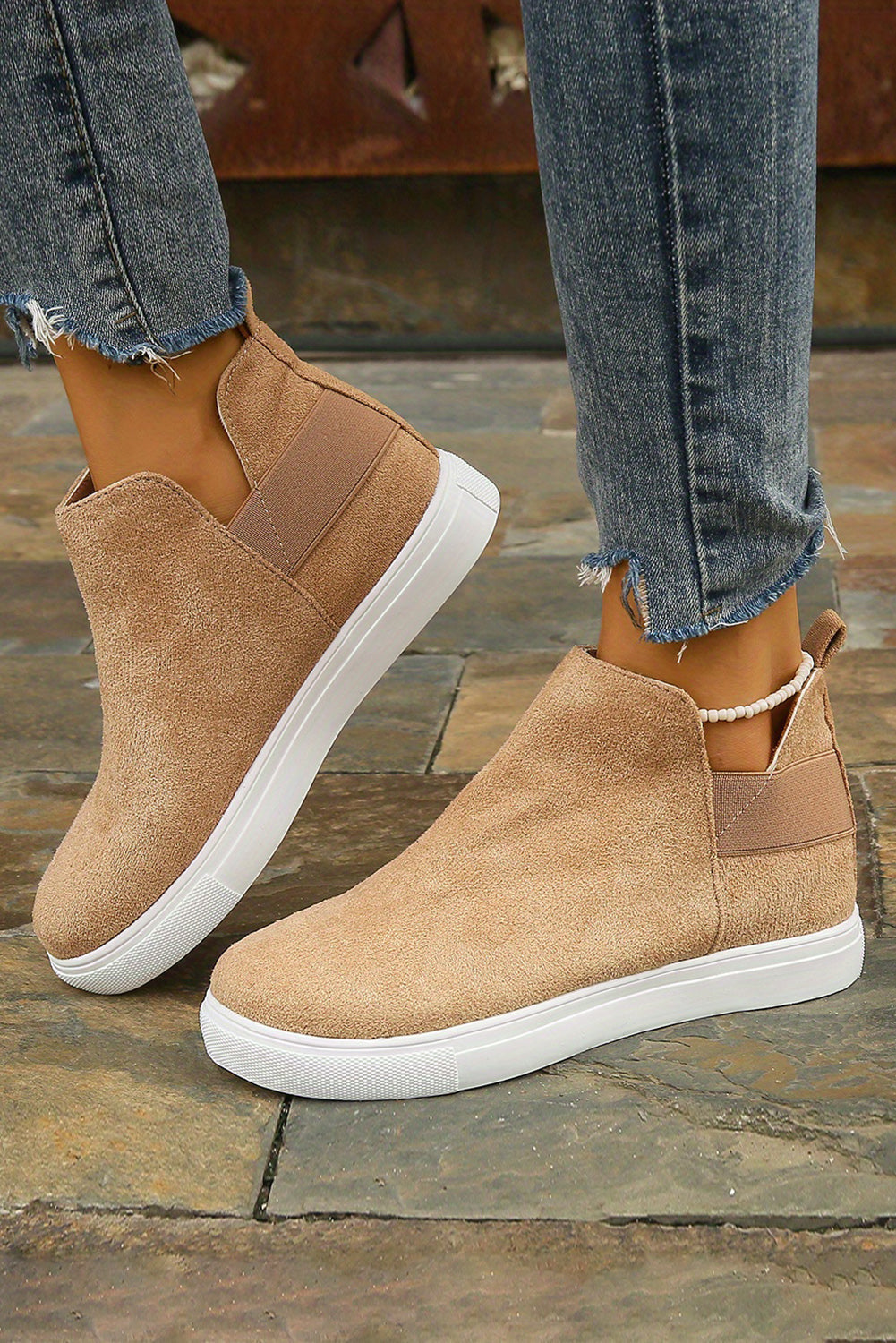 Camel High Top Slip-on Casual Sneakers - MAD RUFFI