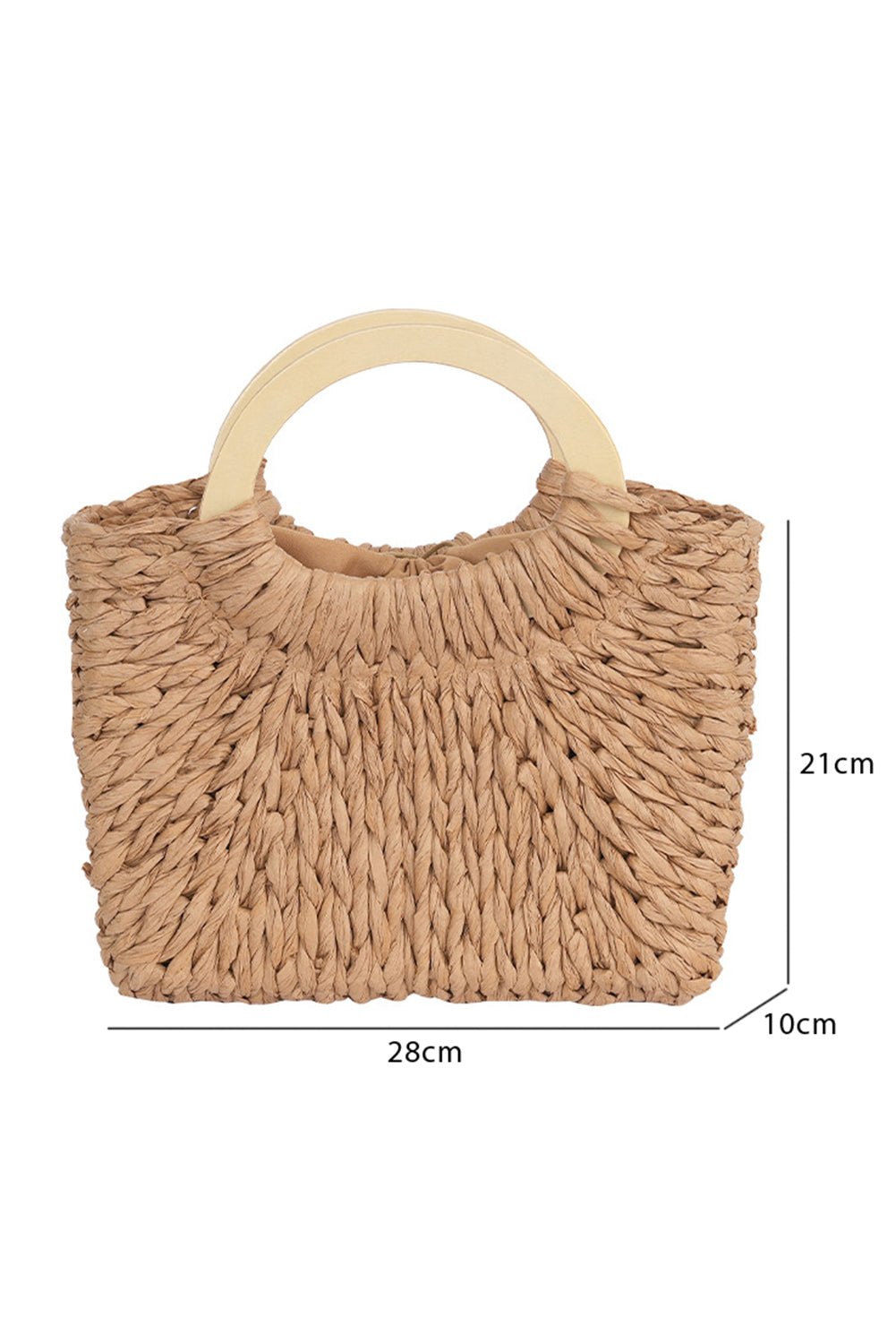 Camel Retro Straw Woven Tote Bag - MAD RUFFI