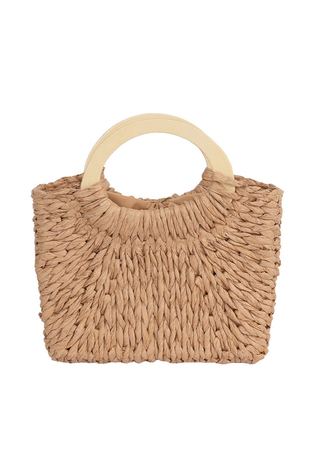 Camel Retro Straw Woven Tote Bag - MAD RUFFI