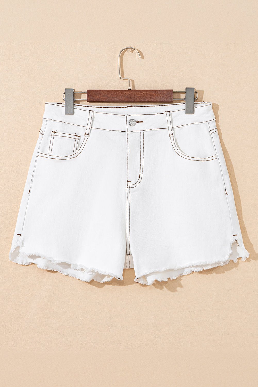 carbon grey raw hem high waist denim shorts - MAD RUFFI