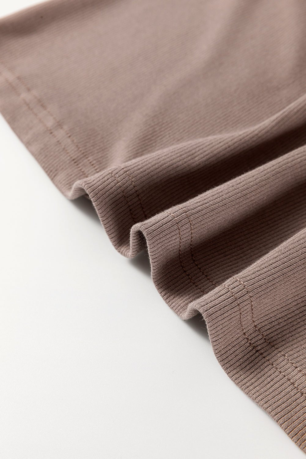 Carbon Grey Ribbed Knit Contrast Edge U Neck Slim Fit Tank Top - MAD RUFFI