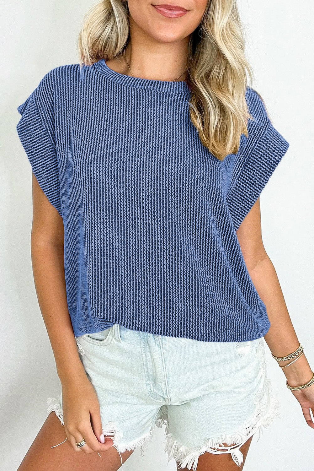 carbon grey twisted ribbed textured plain t shirt - MAD RUFFI