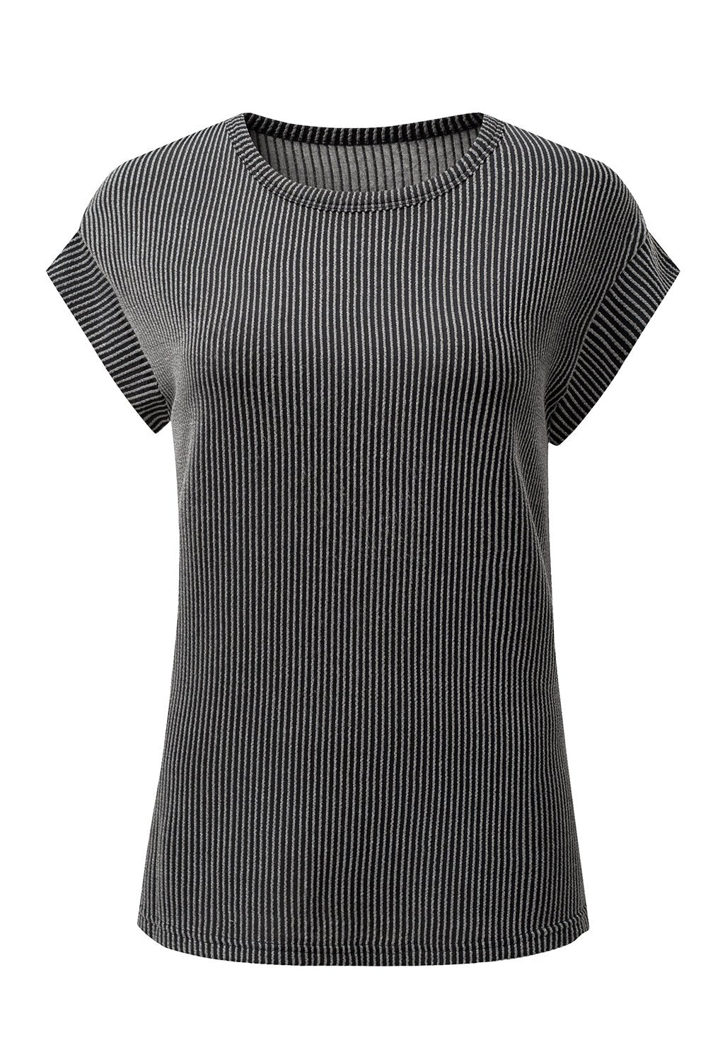carbon grey twisted ribbed textured plain t shirt - MAD RUFFI