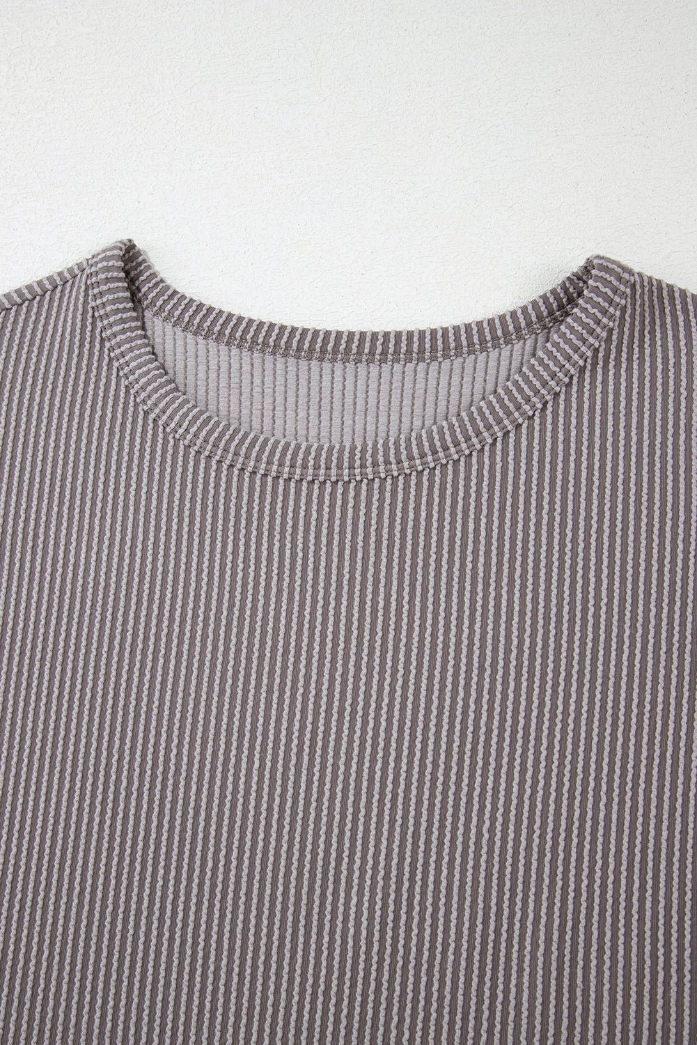 carbon grey twisted ribbed textured plain t shirt - MAD RUFFI