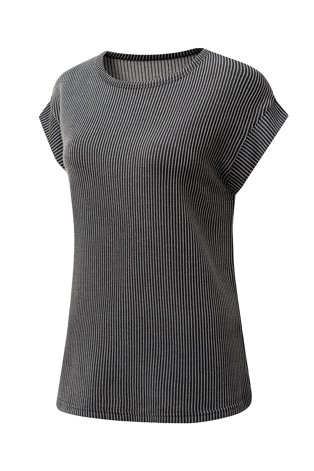 carbon grey twisted ribbed textured plain t shirt - MAD RUFFI