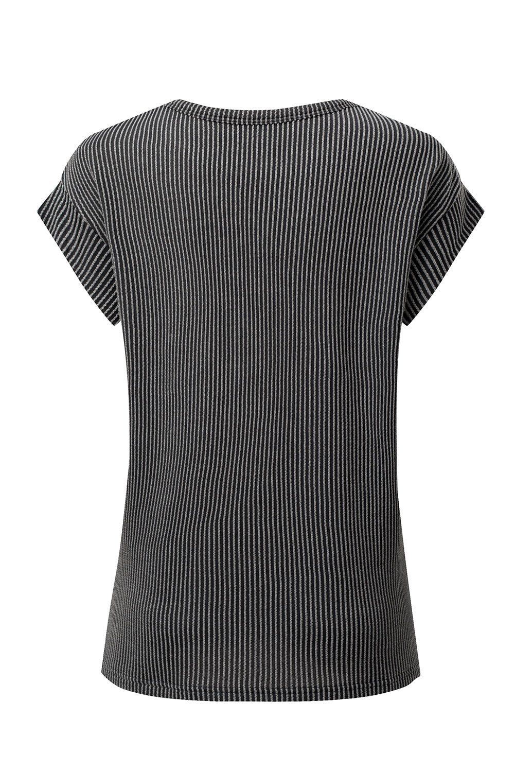 carbon grey twisted ribbed textured plain t shirt - MAD RUFFI