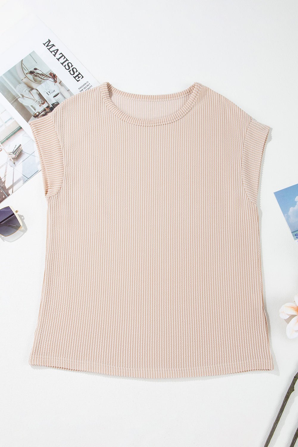 carbon grey twisted ribbed textured plain t shirt - MAD RUFFI