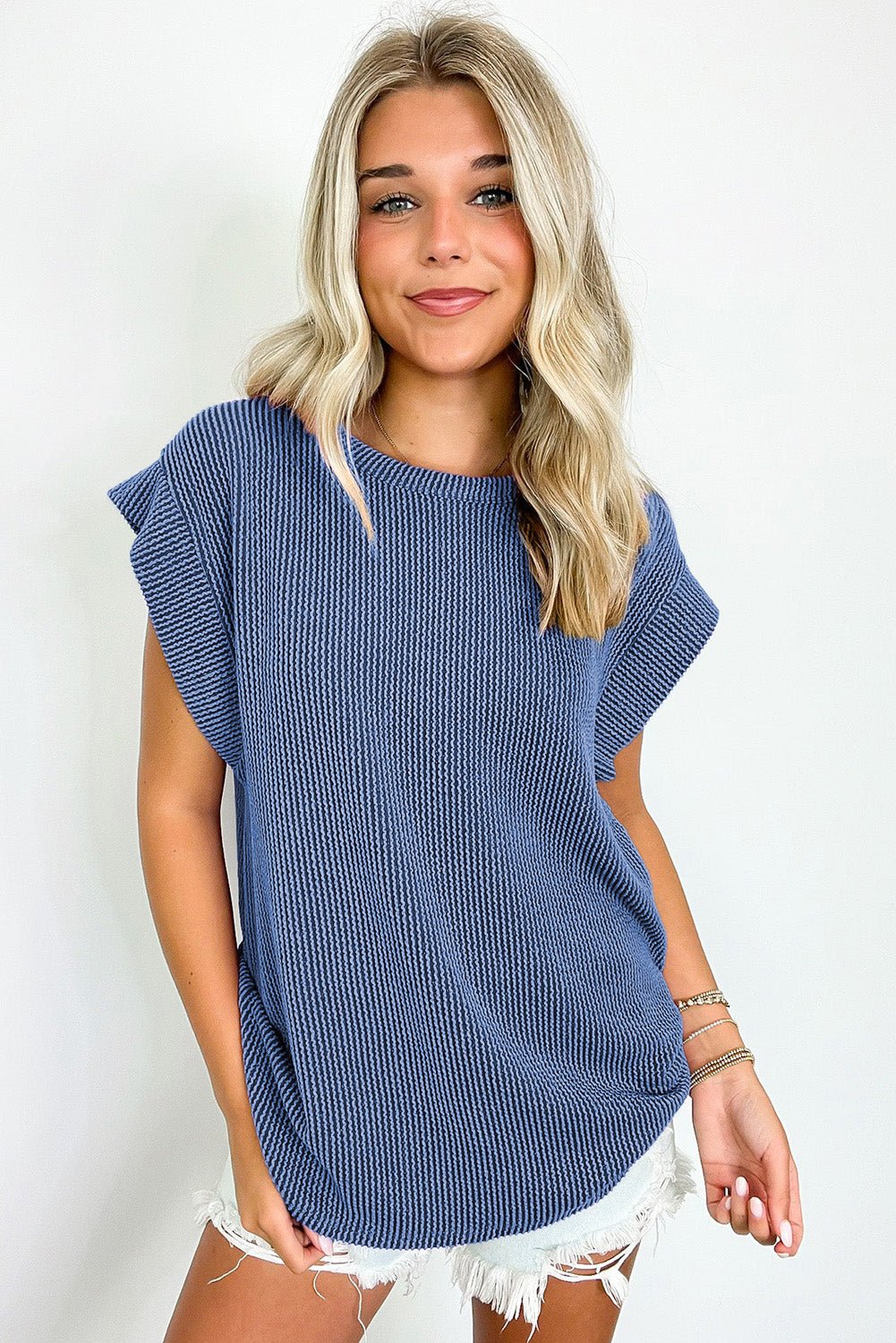 carbon grey twisted ribbed textured plain t shirt - MAD RUFFI