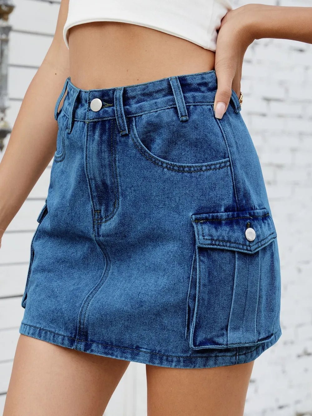 Cargo Denim Skirt - MAD RUFFI