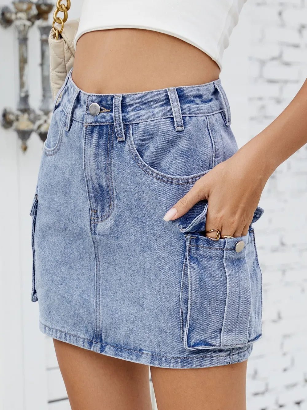 Cargo Denim Skirt - MAD RUFFI