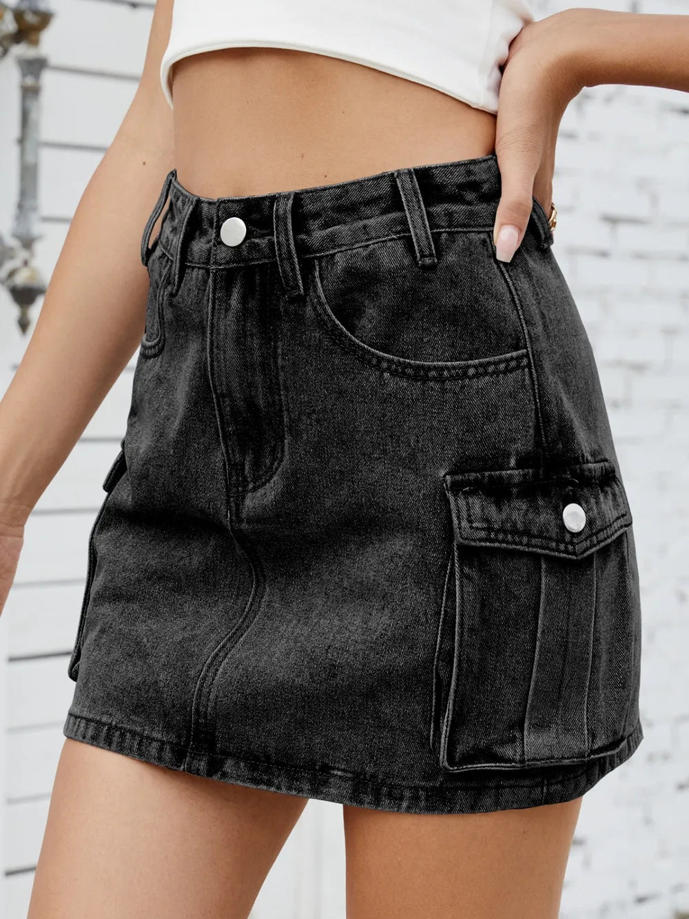 Cargo Denim Skirt - MAD RUFFI