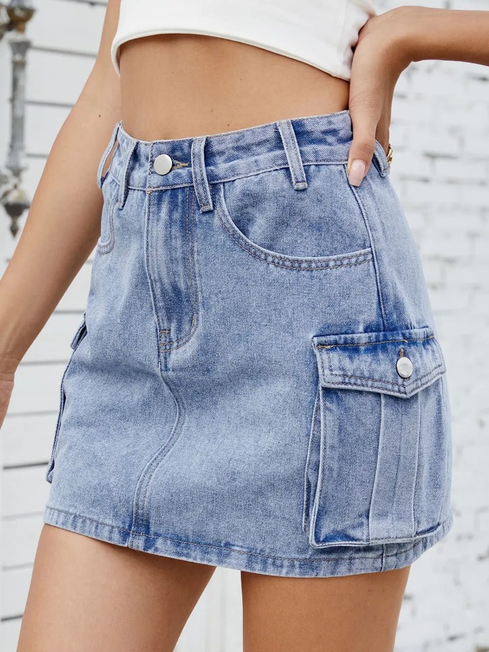 Cargo Denim Skirt - MAD RUFFI