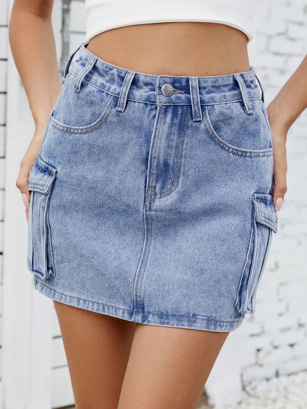 Cargo Denim Skirt - MAD RUFFI