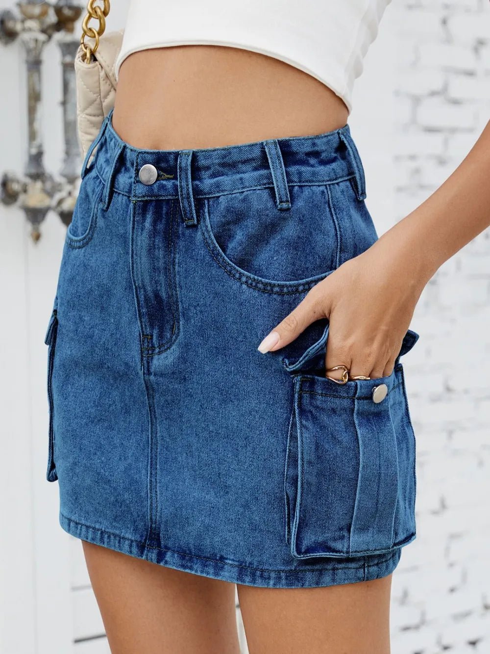 Cargo Denim Skirt - MAD RUFFI