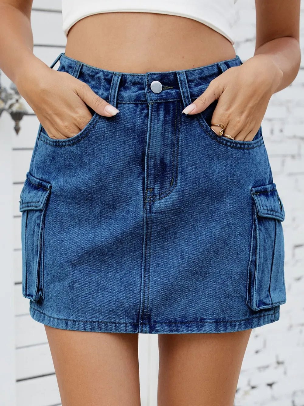 Cargo Denim Skirt - MAD RUFFI