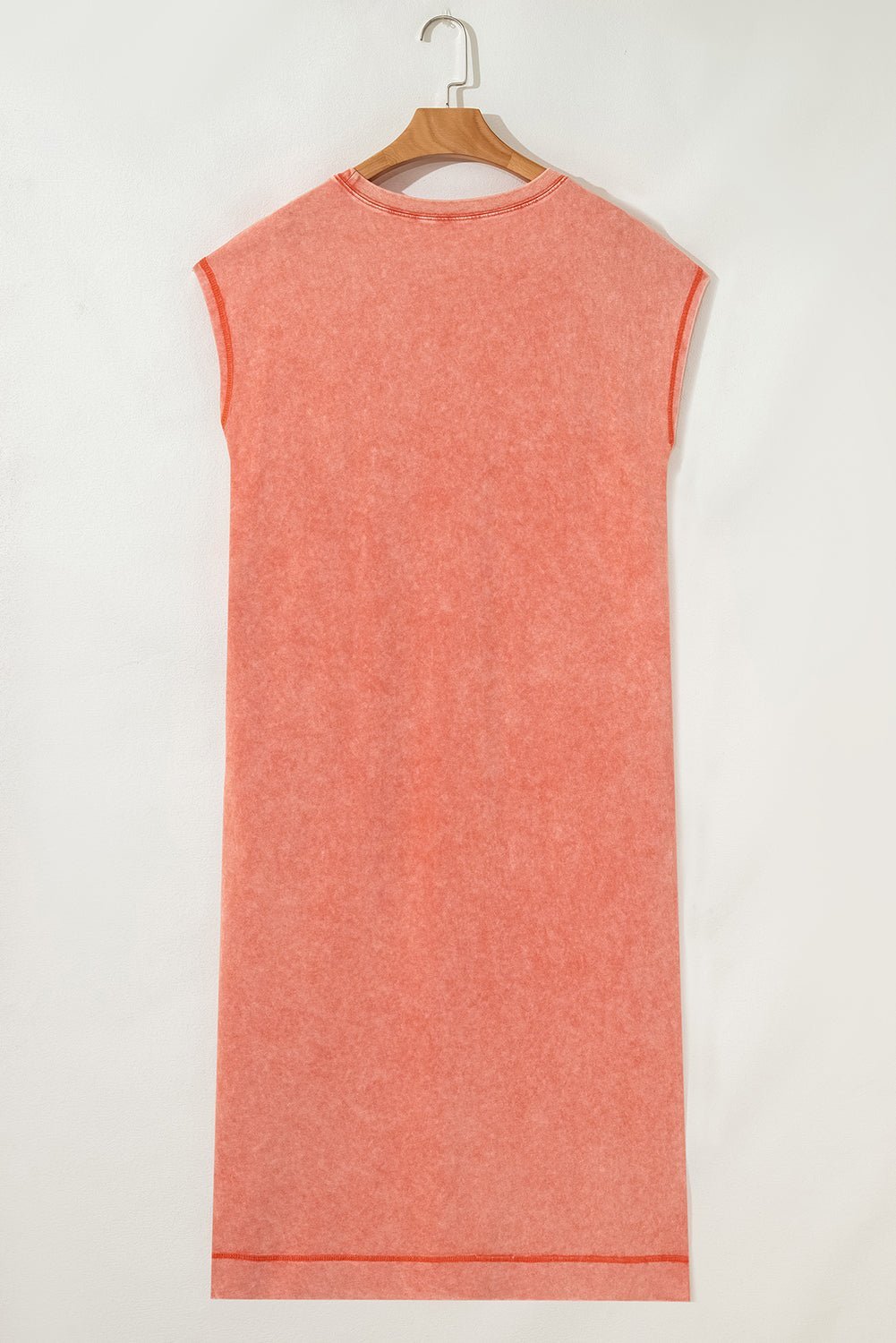 Carrot Mineral Wash Pocketed T-shirt Dress - MAD RUFFI