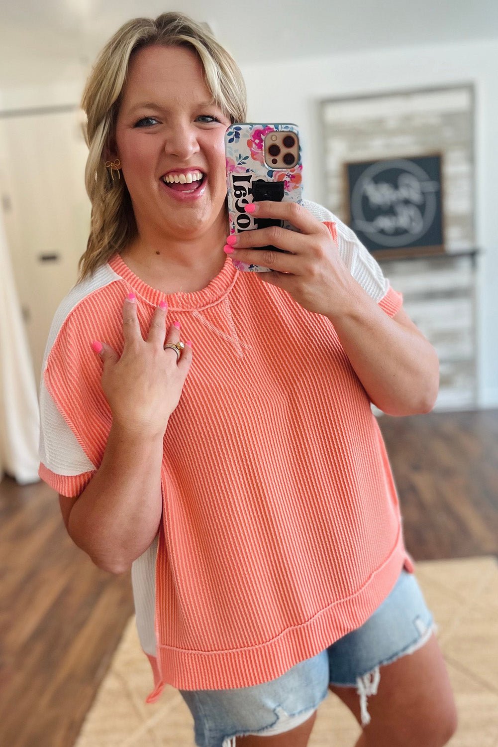 Carrot Twist Rib Colorblock Plus Size Top - MAD RUFFI