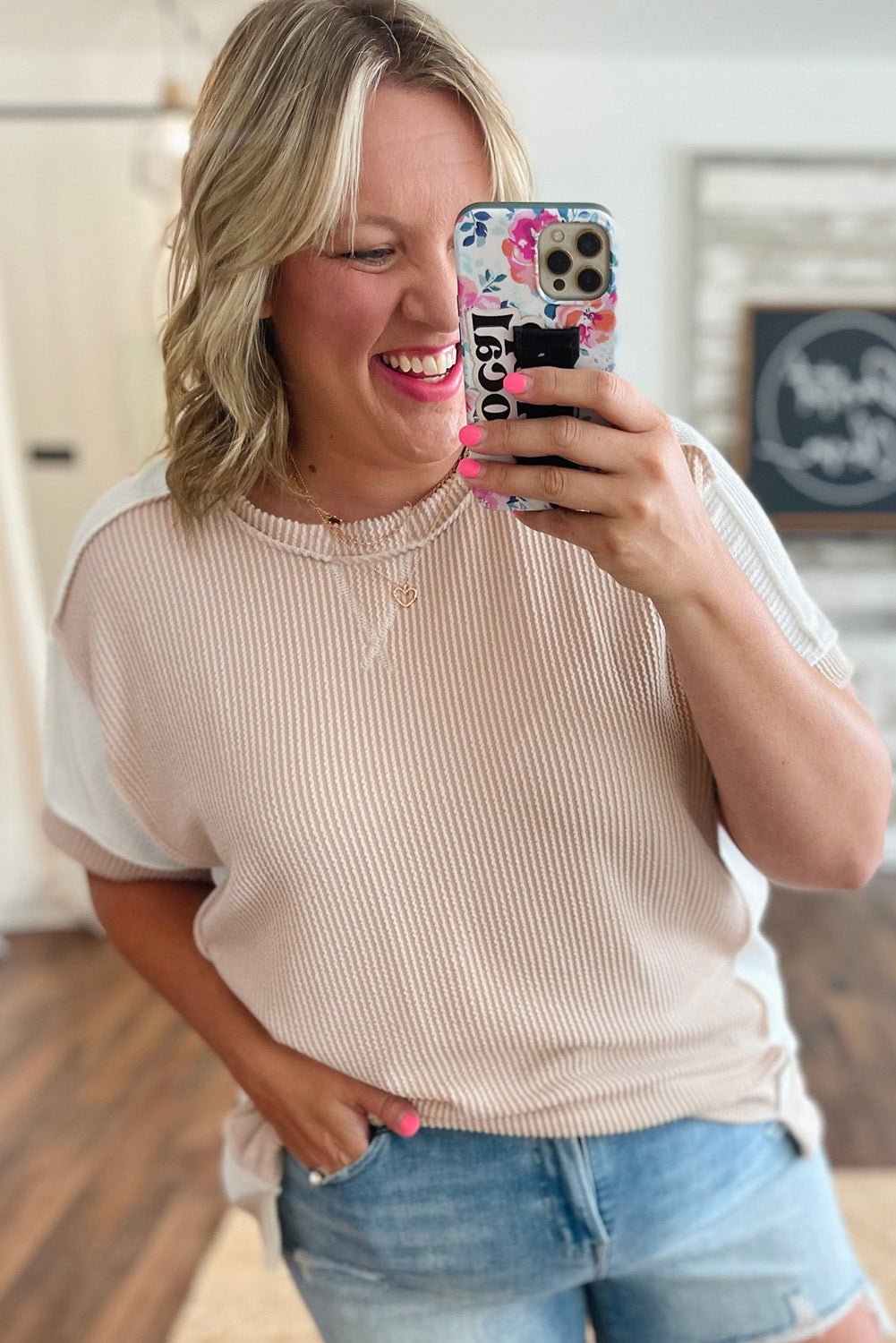 Carrot Twist Rib Colorblock Plus Size Top - MAD RUFFI