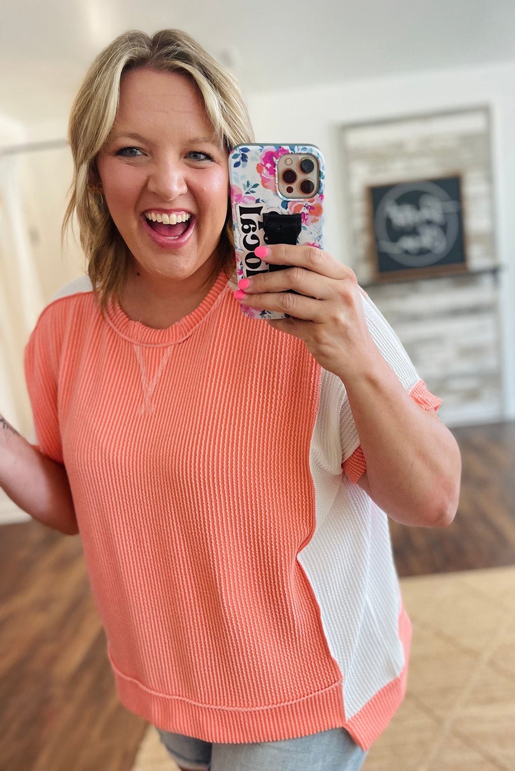 Carrot Twist Rib Colorblock Plus Size Top - MAD RUFFI